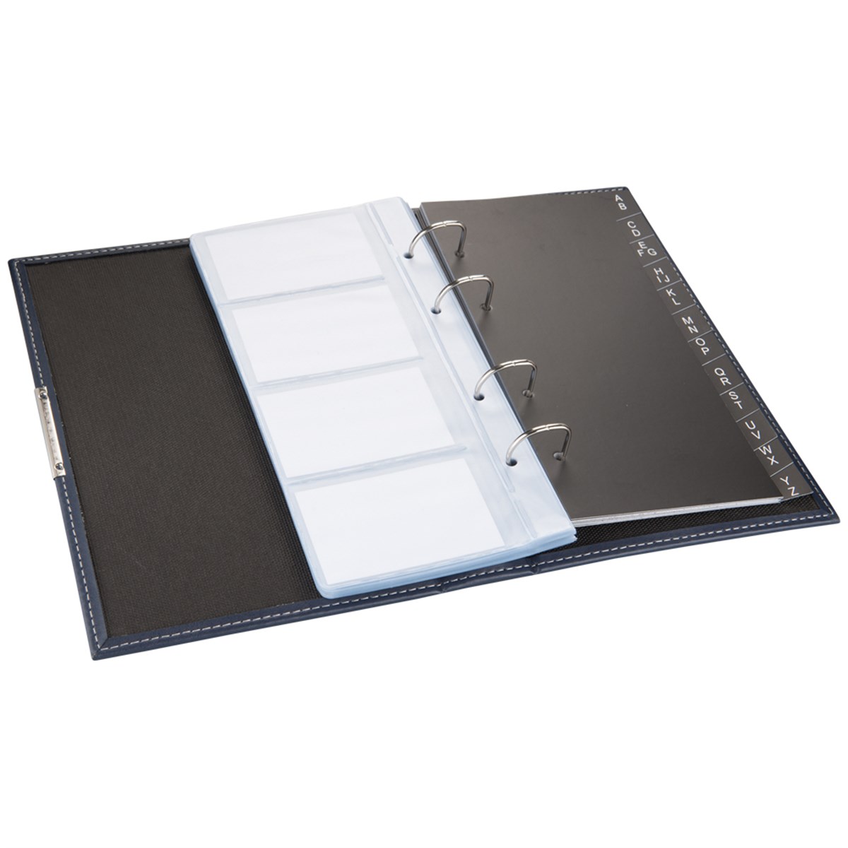 SUNİ DERİ MEKANİZMALI 4 SIRALI 192 KART KAPASİTELİ İNDEKSLİ KARTVİZİTLİK 16X26,5 CM