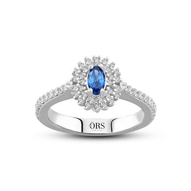 Pırlanta Montür Sentetik Oval Safir Yüzük