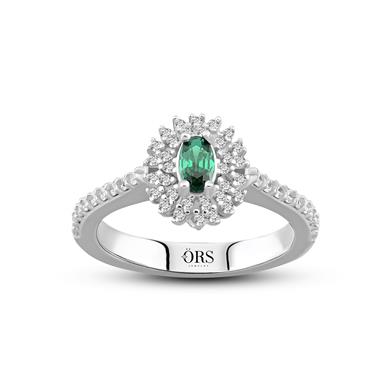 Pırlanta Montür Sentetik Oval Yüzük