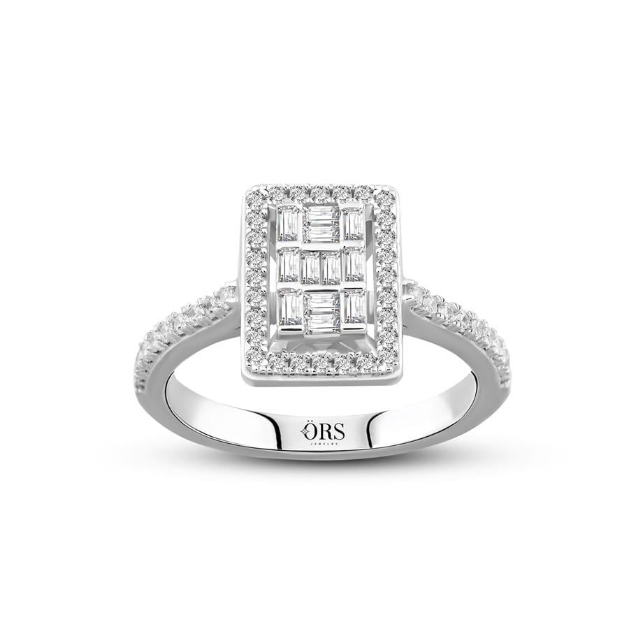 Pırlanta Montür  Baget Taşlı Dikdörtgen Yüzük