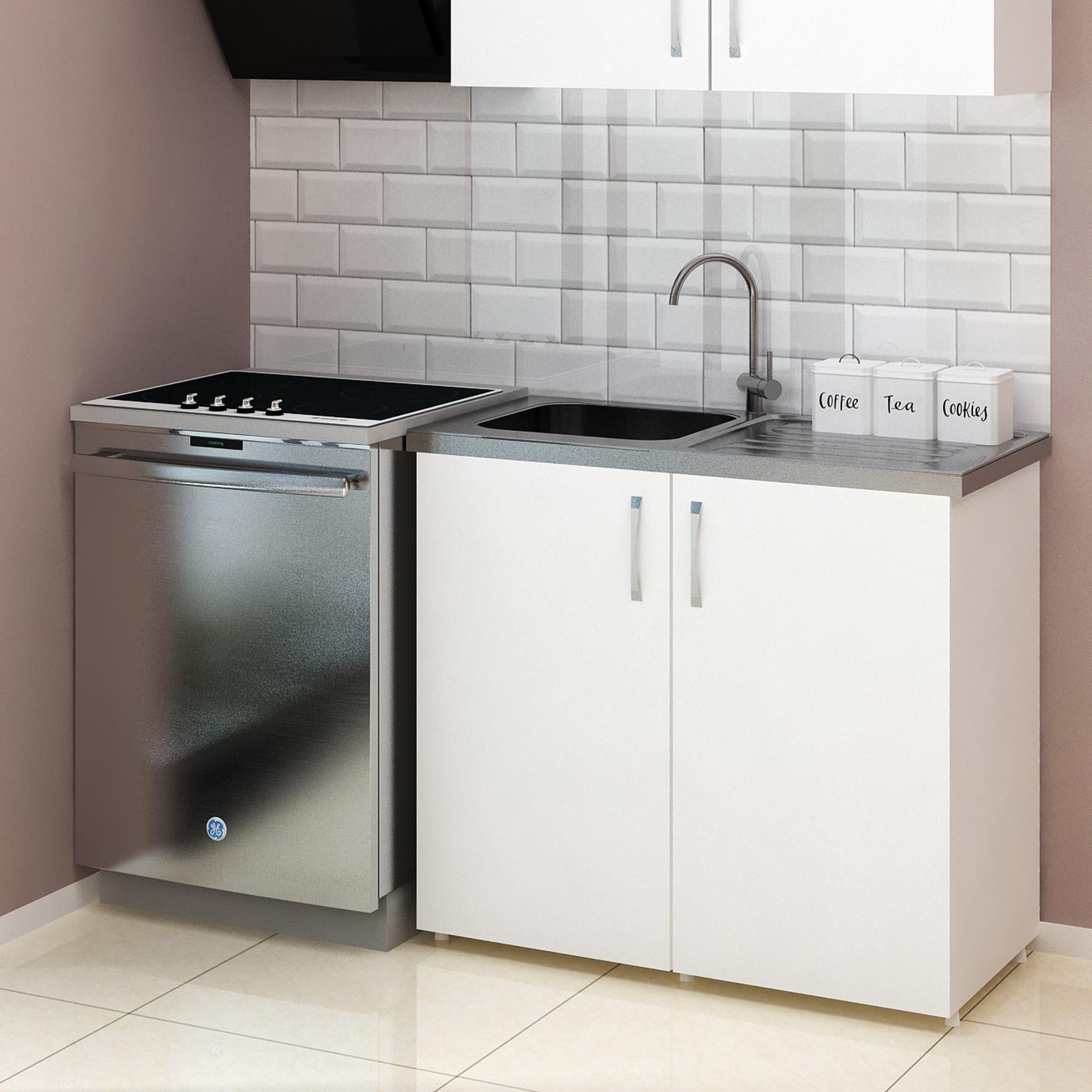 100 cm Mini Evyeli Beyaz Mutfak Alt Modül Dolabı