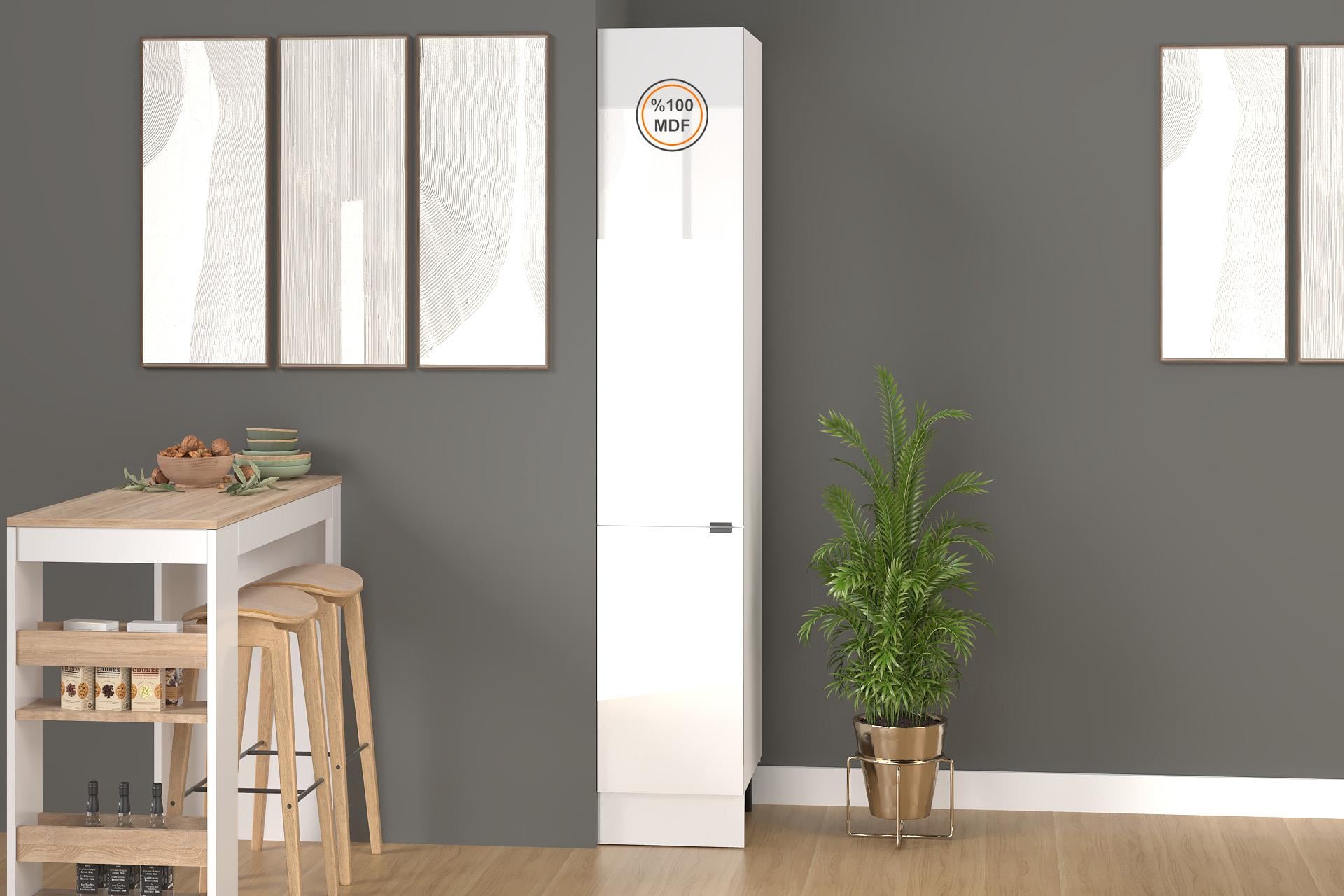 40 cm %100 MDF Efil Boy Dolabı, Kiler Dolabı, Çok Amaçlı Dolap