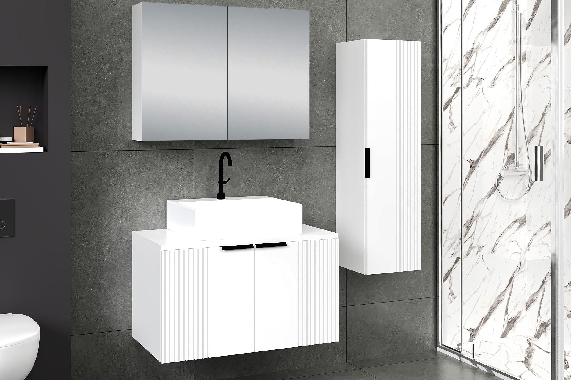 80 cm Chester Banyo Dolabı + 30 cm Boy Dolabı