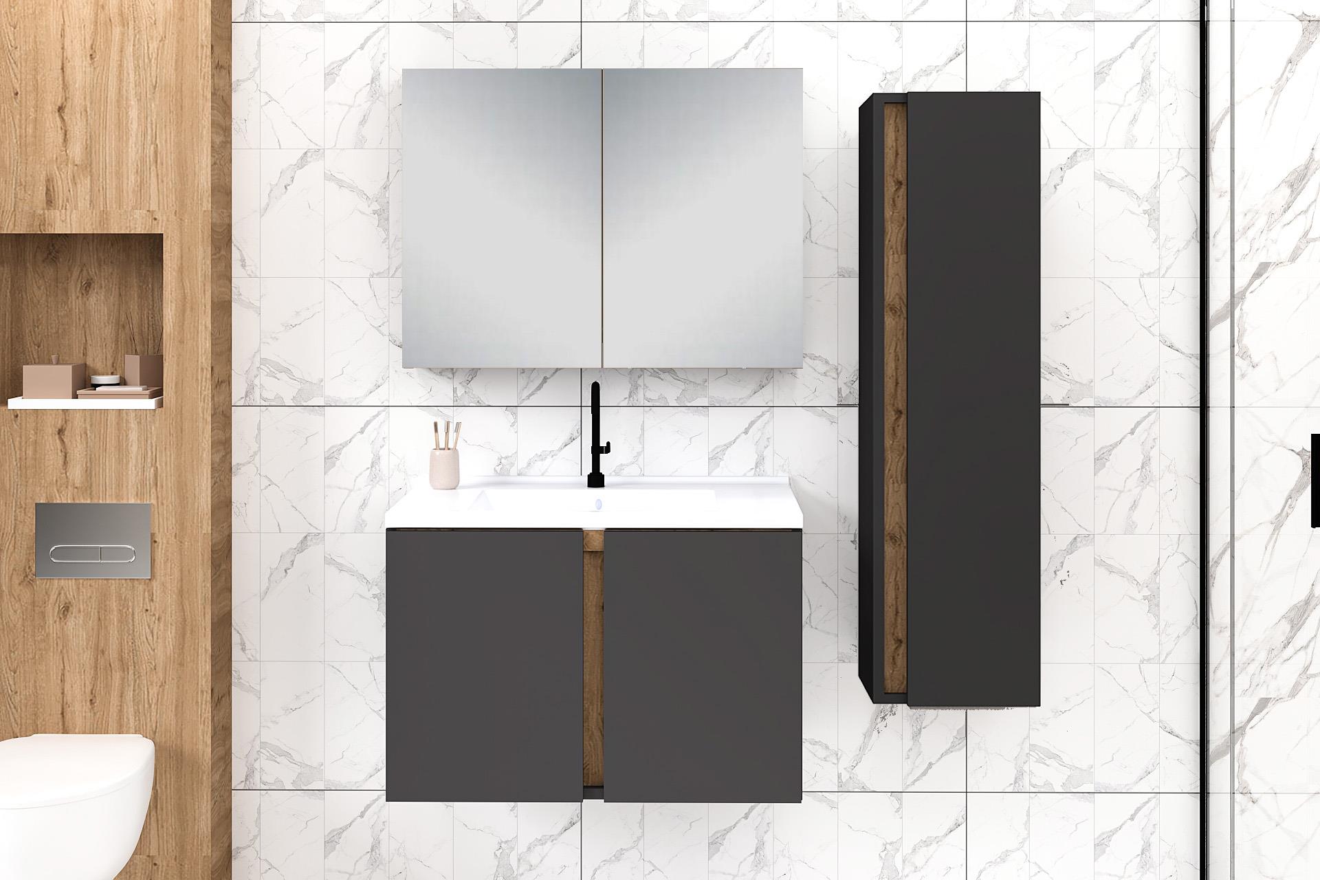 80 cm Lavina Banyo Dolabı + 30 cm Lavina Boy Dolabı
