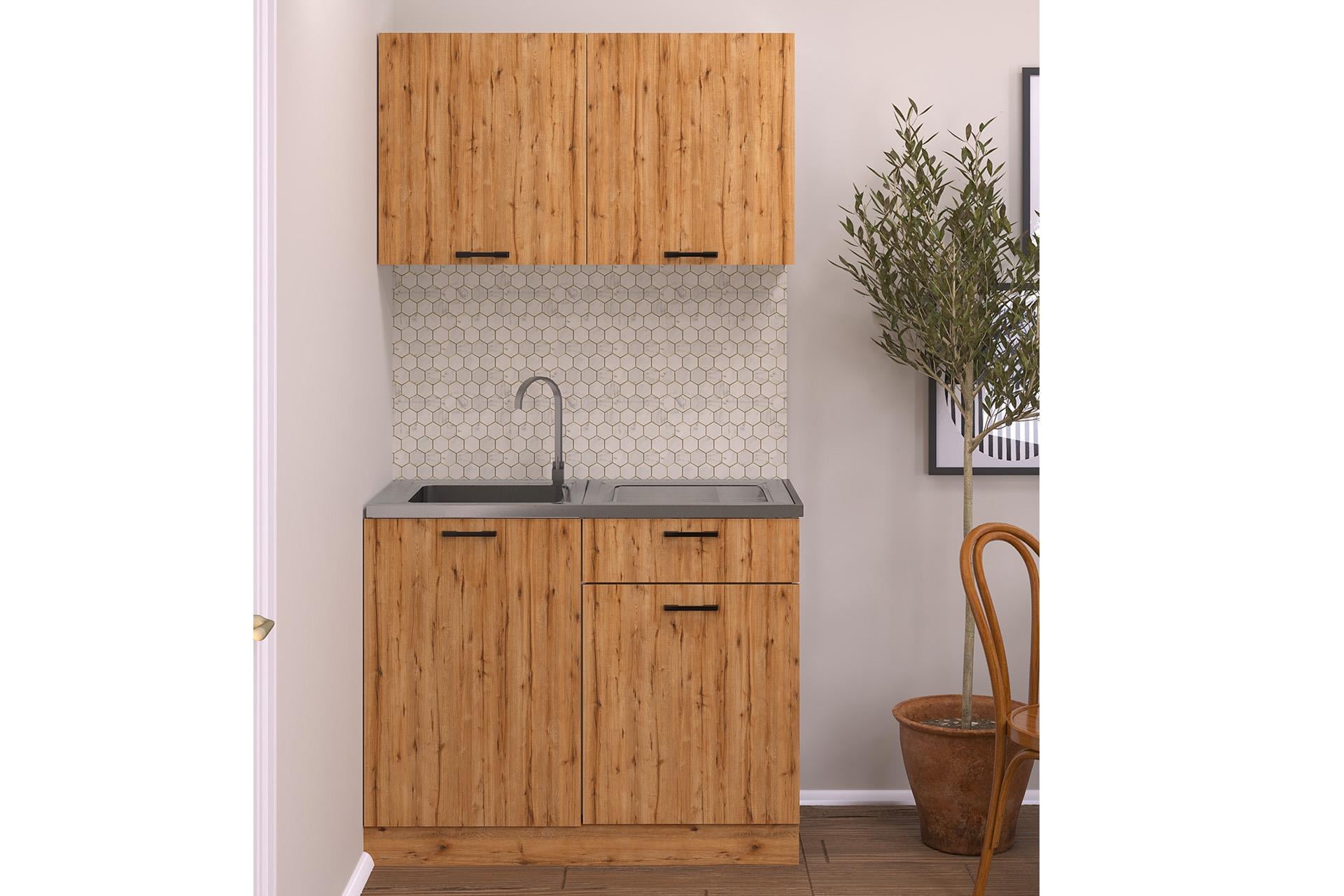 100 cm Felix Mutfak Evyeli Mini Mutfak Alt Üst Takım