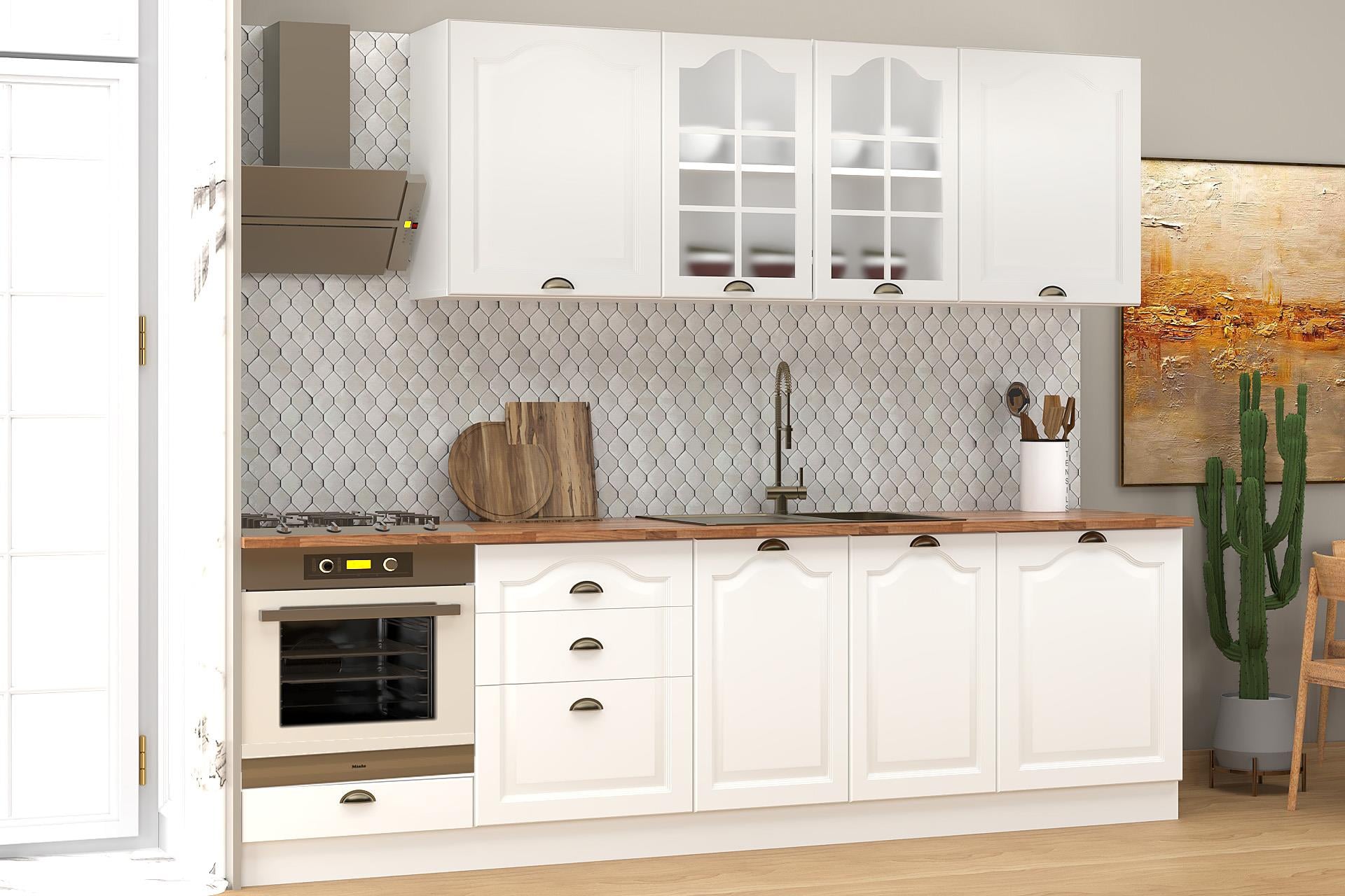 270 Cm Greena White Tezgahlı %100 Mdf Hazır Mutfak Dolabı