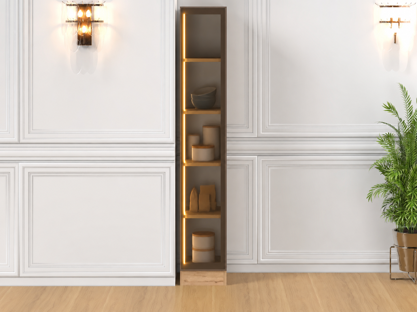30 CM LEDLİ BROWN ÇOK AMAÇLI BOY DOLABI, ÇOK AMAÇLI DOLAP