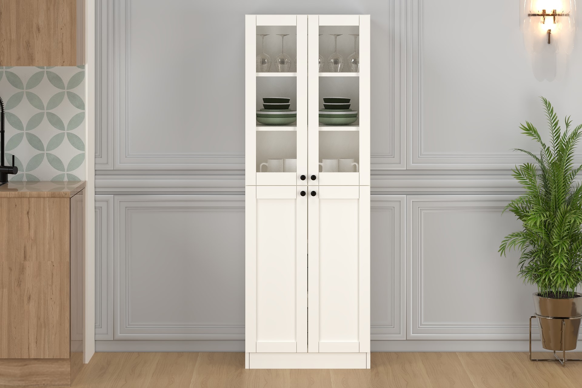 60 CM VANİLYA VİTRİN ÇOK AMAÇLI DOLAP