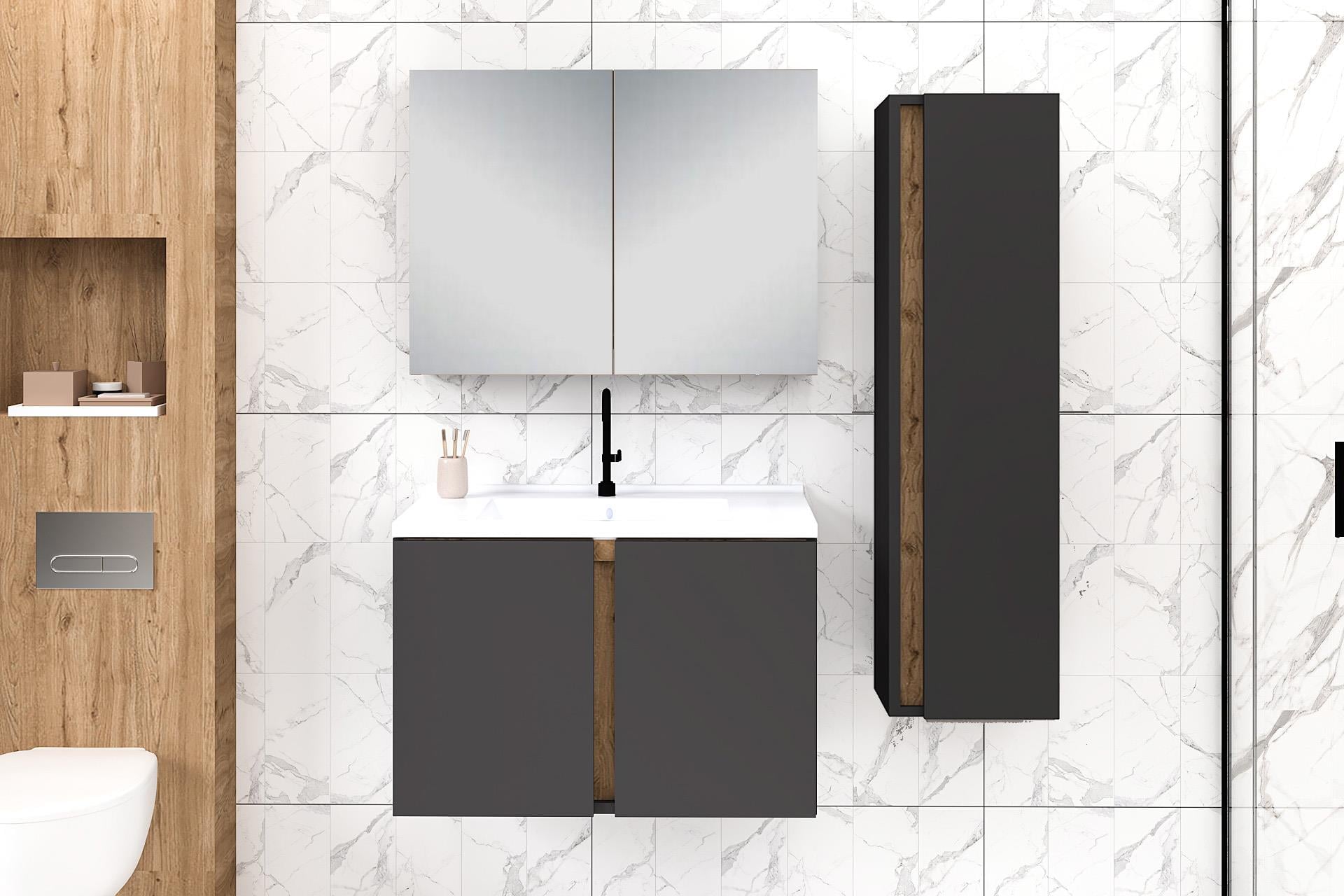 80 cm Lavina Banyo Dolabı + 30 cm Lavina Boy Dolabı