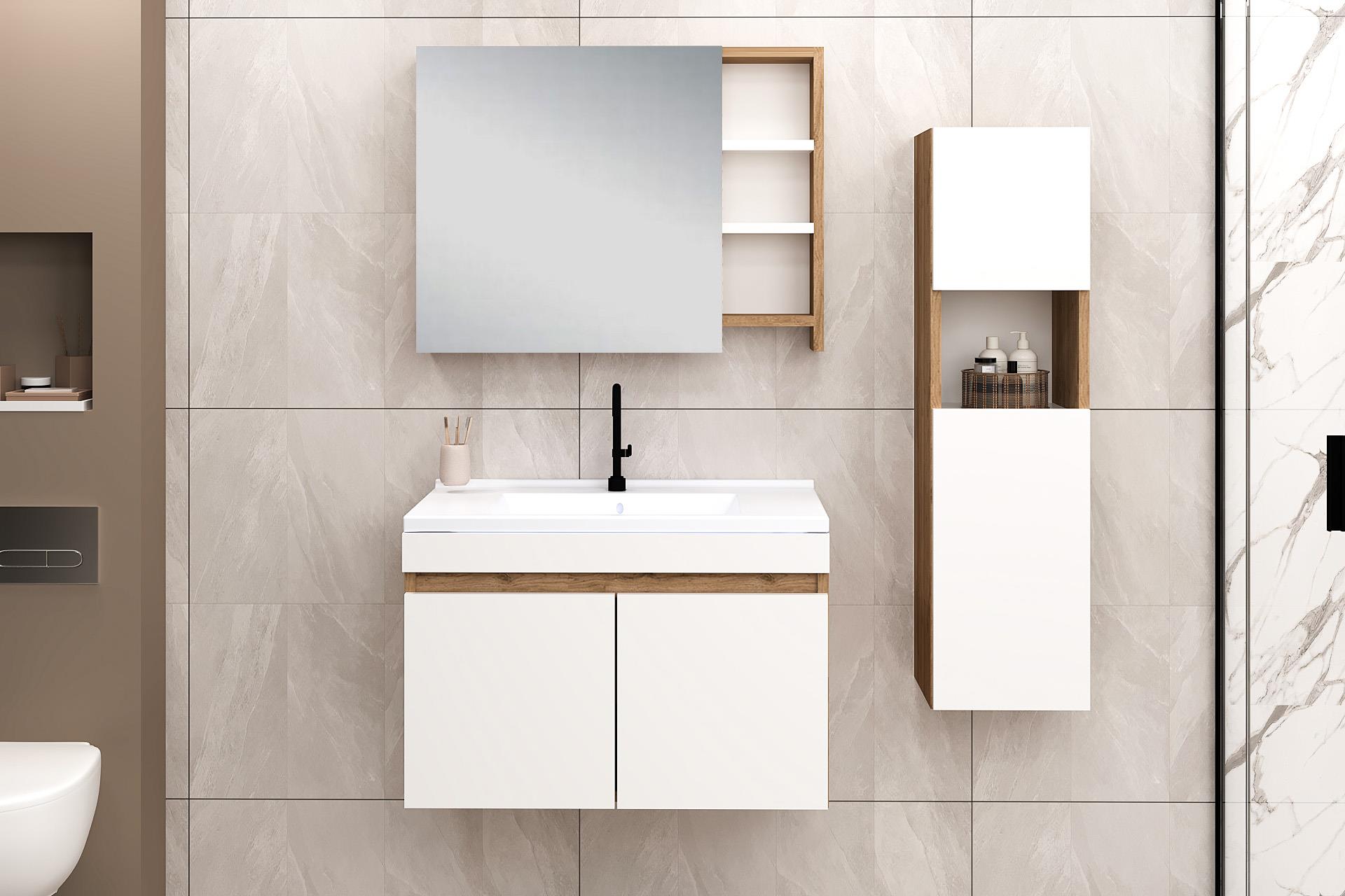 80 cm Saura Banyo Dolabı + 30 cm Saura Boy Dolabı