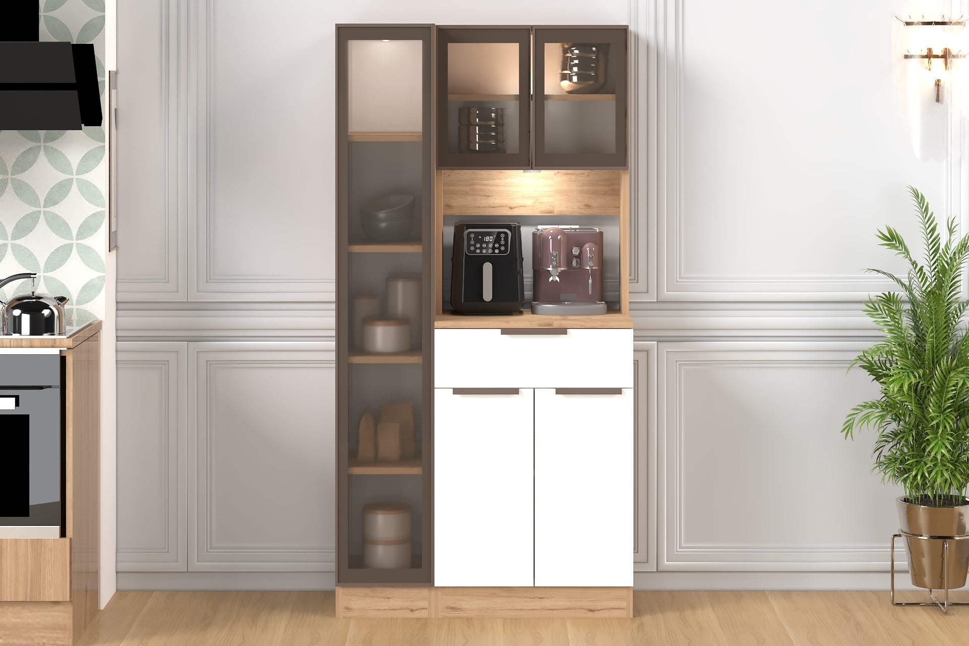 90 CM LEDLİ BROWN ÇOK AMAÇLI DOLAP