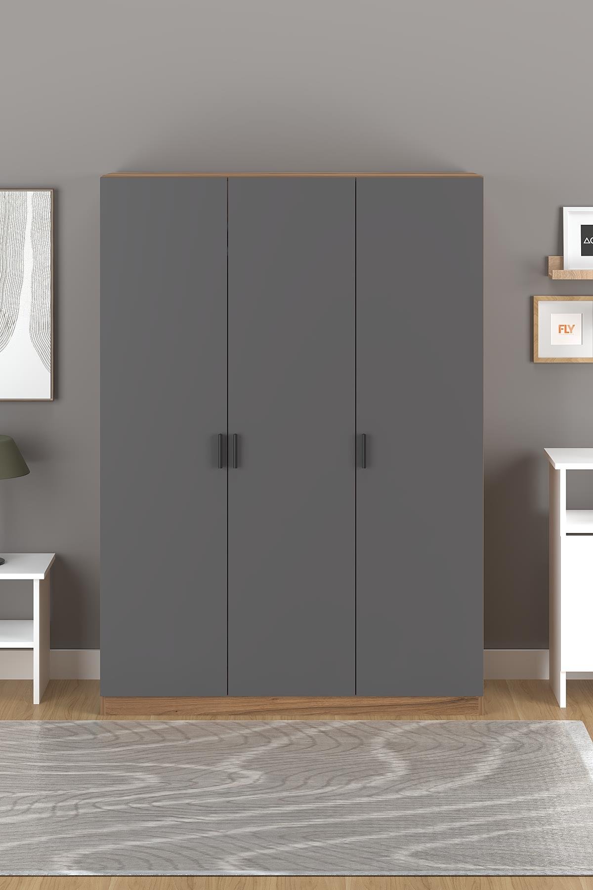 ALİRA 135 CM 3 KAPAKLI GARDIROP ANTRASİT