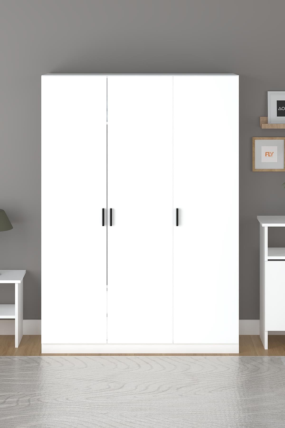 ALMİLA 135 CM 3 KAPAKLI BEYAZ GARDIROP