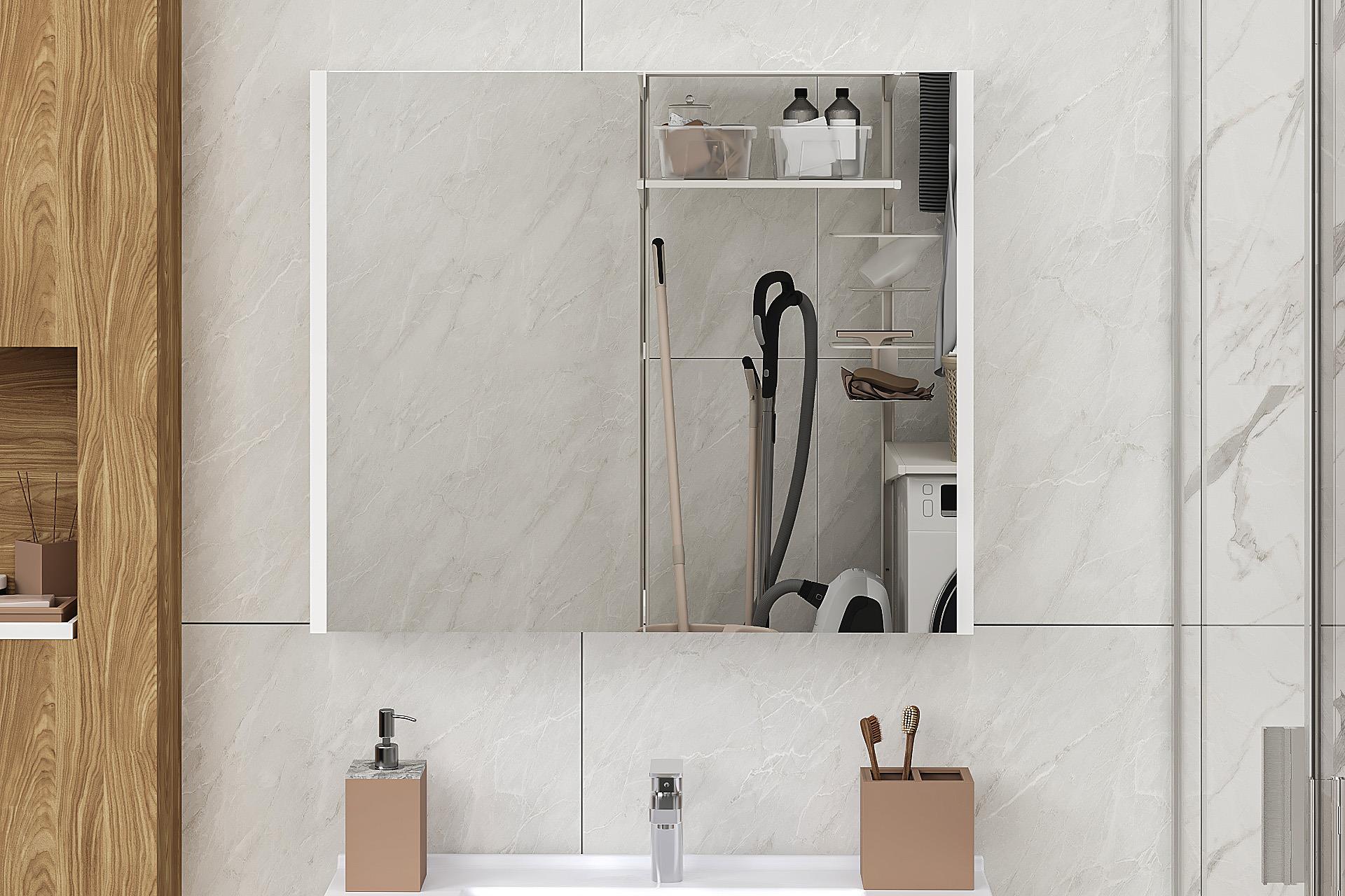 Marvel 80 Cm Banyo Üst Dolabı Banyo Raflı Aynalı Üst Modül