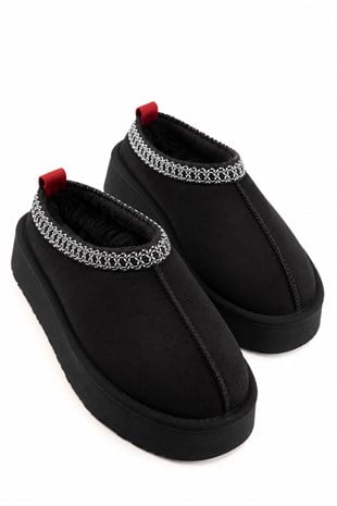 Aspen Kürklü Siyah Süet Kadın  Bootie 