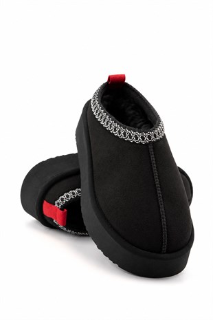 Aspen Kürklü Siyah Süet Kadın  Bootie 