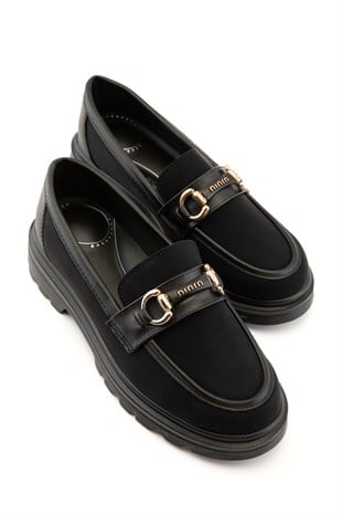Aurelia Siyah Süet Detaylı Kadın Loafer 