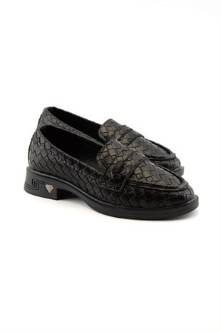 Brielle Siyah Örgü Dokulu Kadın Loafer