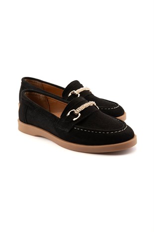 Liora Siyah Süet Kadın Loafer 