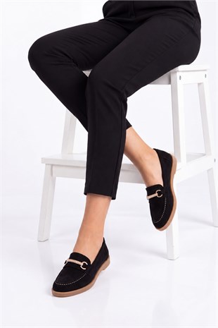 Liora Siyah Süet Kadın Loafer 
