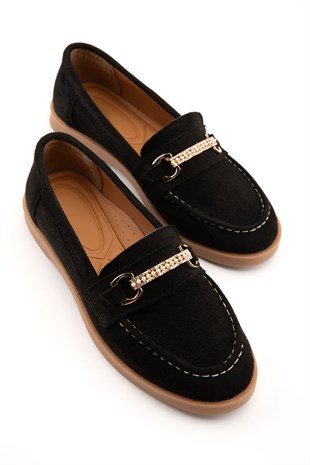 Liora Siyah Süet Kadın Loafer 