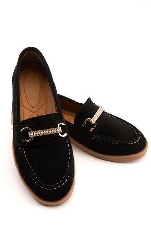 Liora Siyah Süet Kadın Loafer 