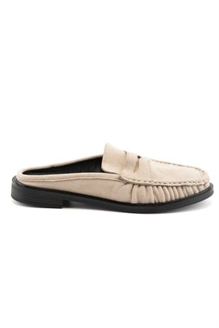 Mireva Bej Süet Kadın Loafer Terlik