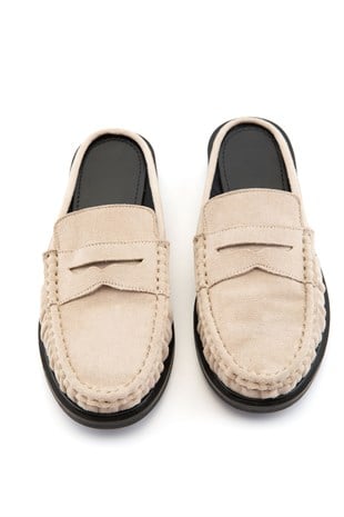 Mireva Bej Süet Kadın Loafer Terlik