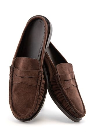 Mireva Kahve Süet Kadın Loafer Terlik