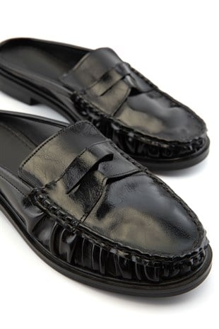 Mireva Siyah Kadın Loafer Terlik 