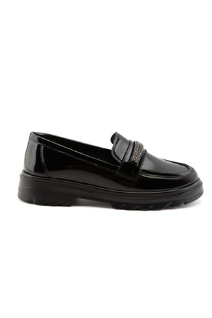 Nessa Siyah Rugan Kadın Loafer 