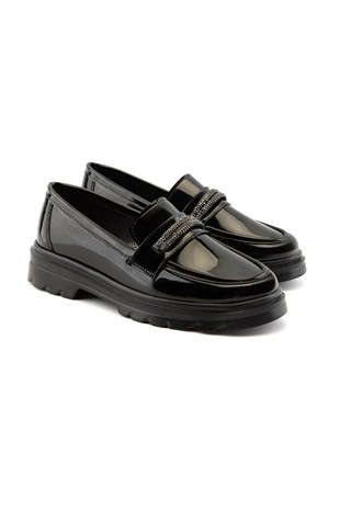 Nessa Siyah Rugan Kadın Loafer 