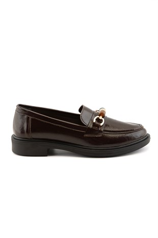 Novara Boncuk Detaylı Kahve Kadın Loafer 