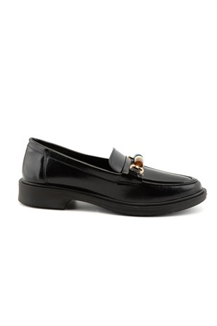 Novara Boncuk Detaylı Siyah Kadın Loafer 