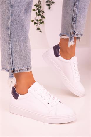 Jessia Beyaz-Mor Kadın Sneaker 14395