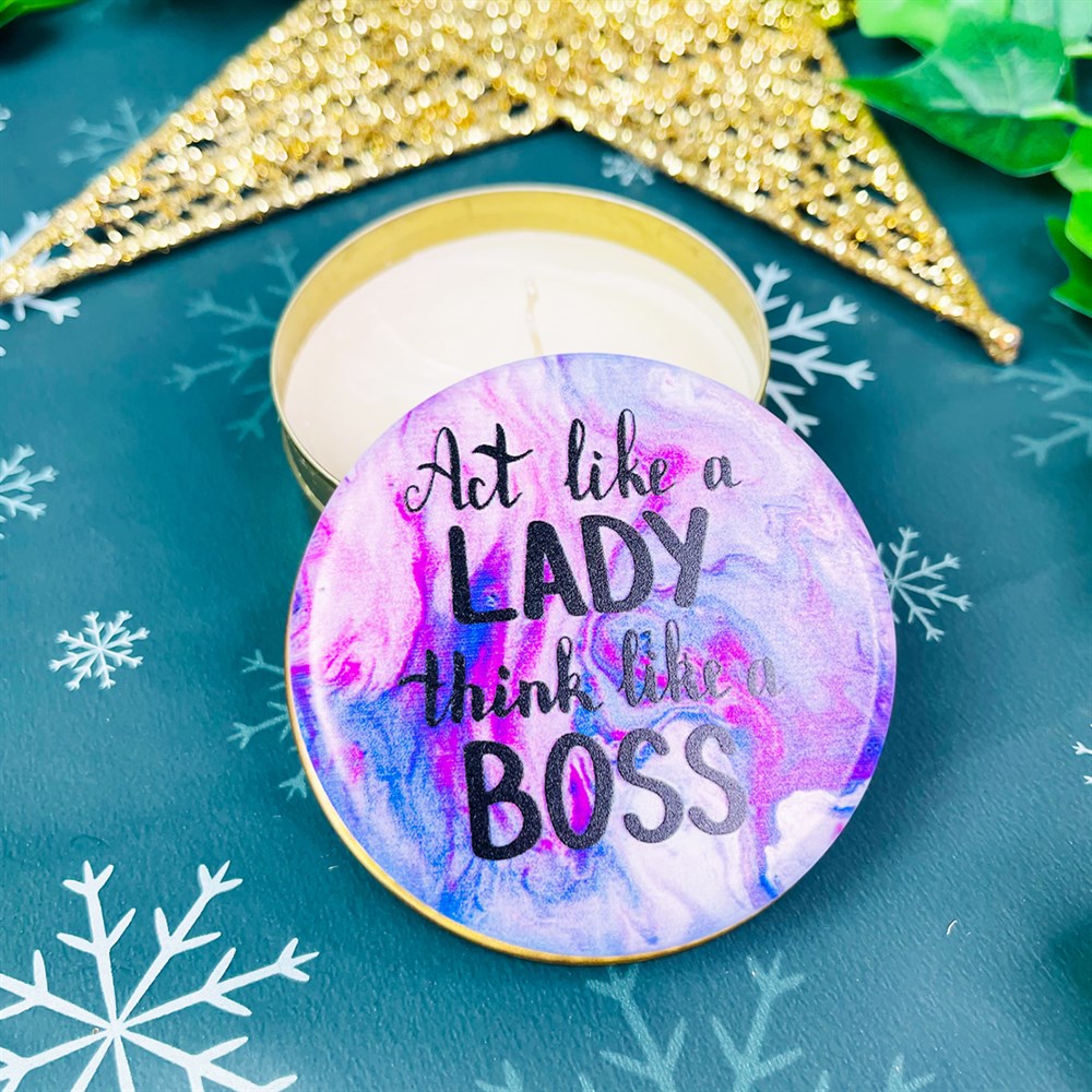 Act Like A Lady Think Like A Boss  Tin Box Candle Customizable