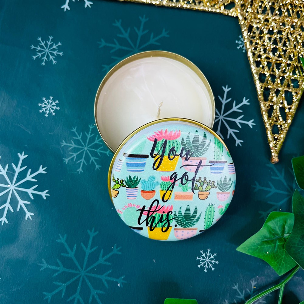 Kaktüs  Motivation Tin Box Candle Customizable
