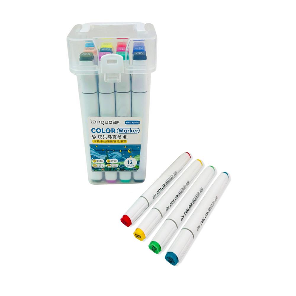  Languo Çift Taraflı 12li Marker Kalem Set