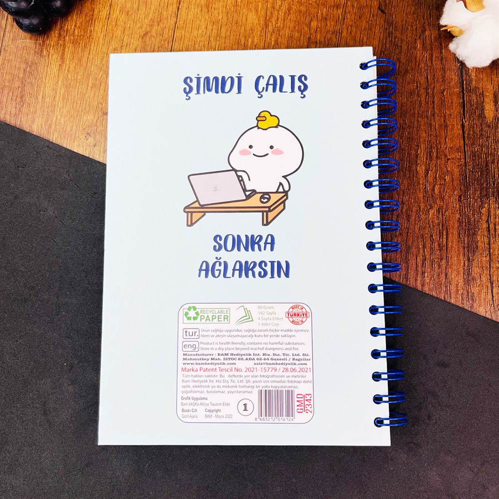  Şimdi Çalış Sonra Ağlarsın Mavi Tasarımlı Konuşan Ajanda 