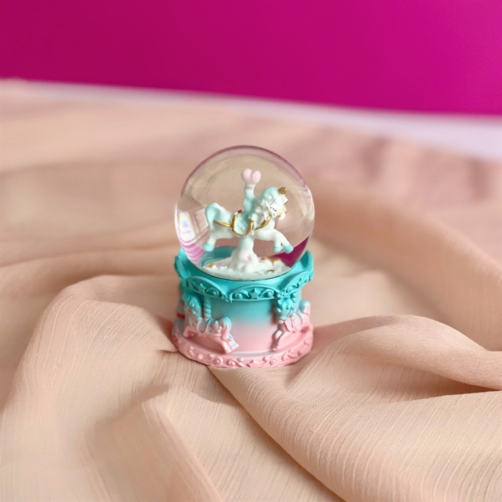  Unicorn Atlı Karınca Işıklı Mini Boy Kar Küresi 