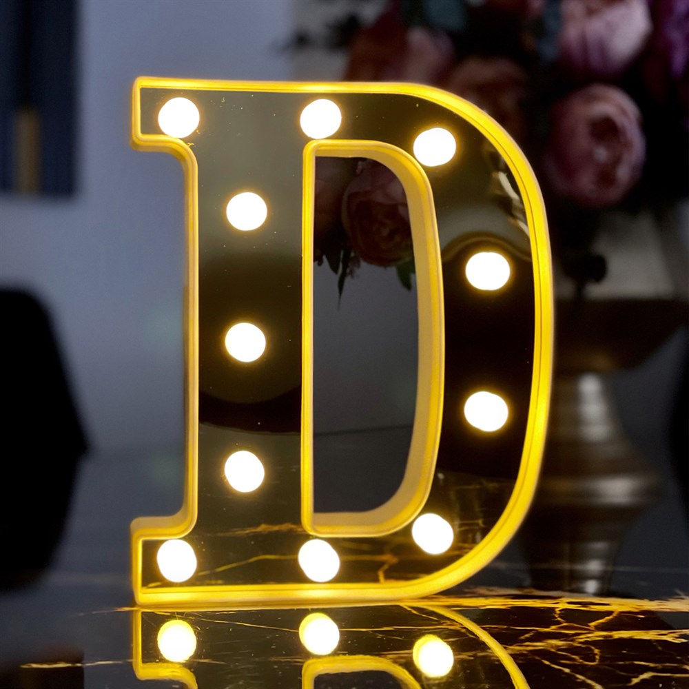 3D Işıklı Led Harf Dekoratif Aydınlatma Büyük Boy D