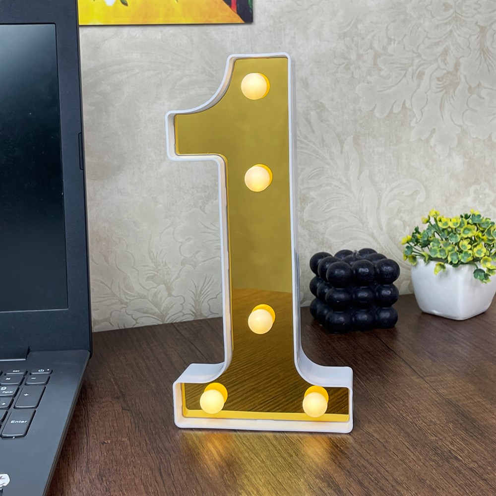 3D Işıklı Led Sayı Dekoratif Aydınlatma Büyük Boy 1