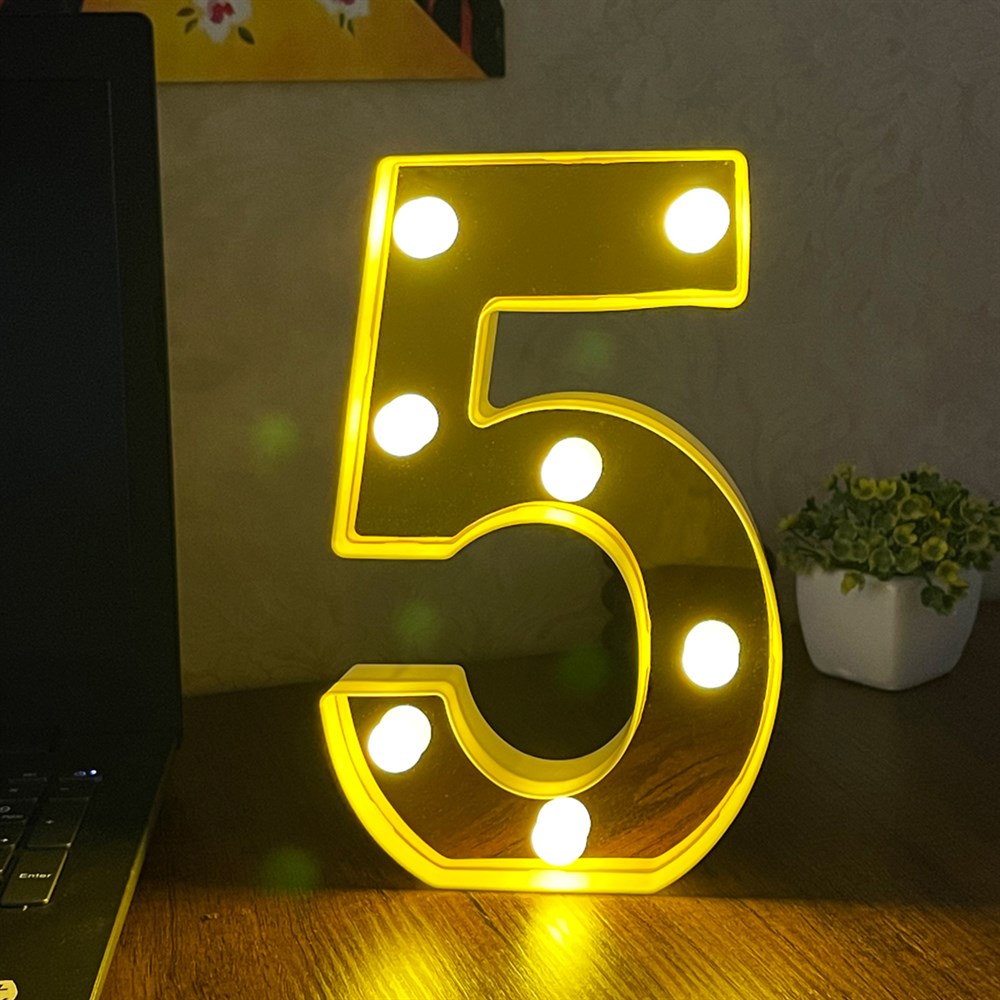 3D Işıklı Led Sayı Dekoratif Aydınlatma Büyük Boy 5