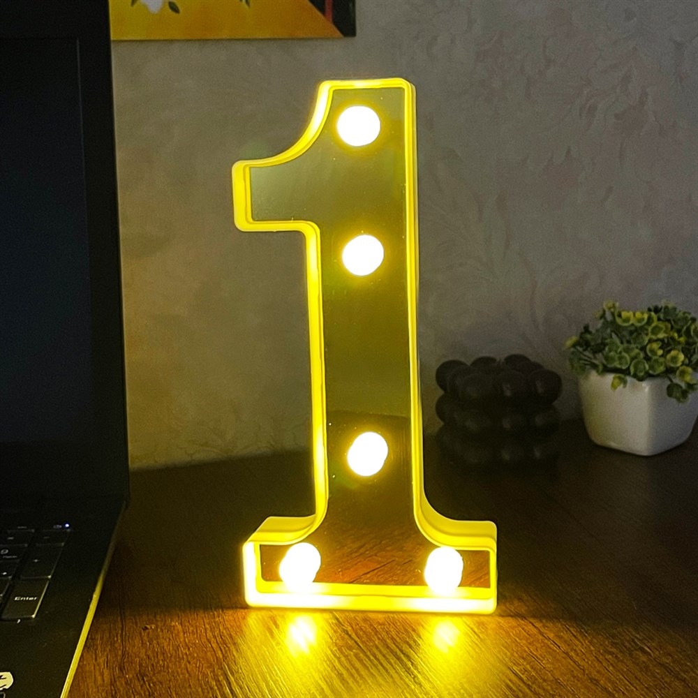 3D Işıklı Led Sayı Dekoratif Aydınlatma Büyük Boy 1