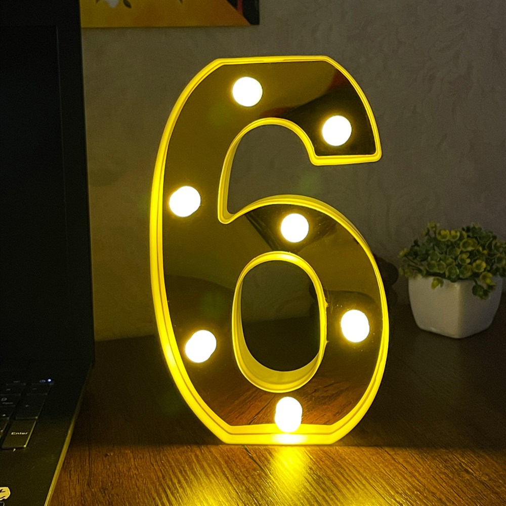 3D Işıklı Led Sayı Dekoratif Aydınlatma Büyük Boy 6