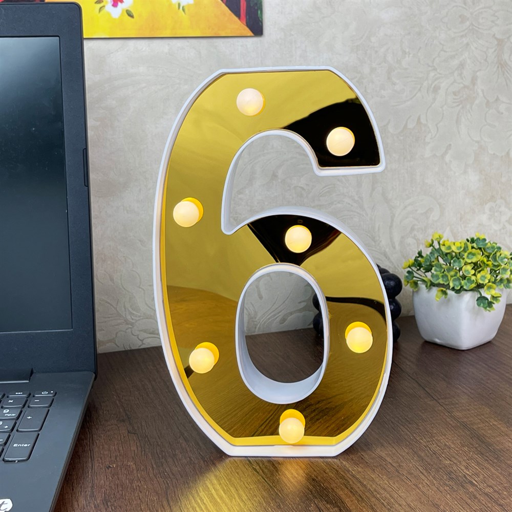 3D Işıklı Led Sayı Dekoratif Aydınlatma Büyük Boy 6