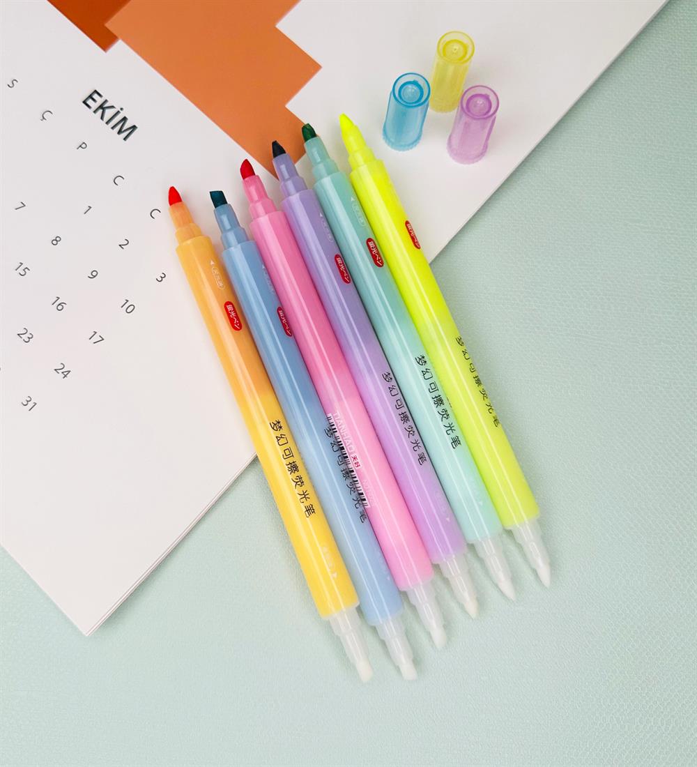 6lı Çift Taraflı Keçeli Silinebilir Kalem Set 