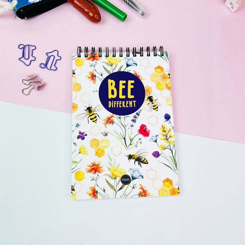 Arı Motto Tasarımlı Spiralli Defter