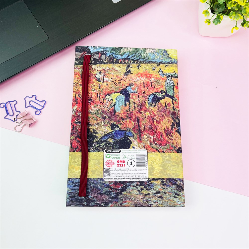 Arleste Kırmızı Bağ Tasarımlı Kalın Kitap Görünümlü Defter