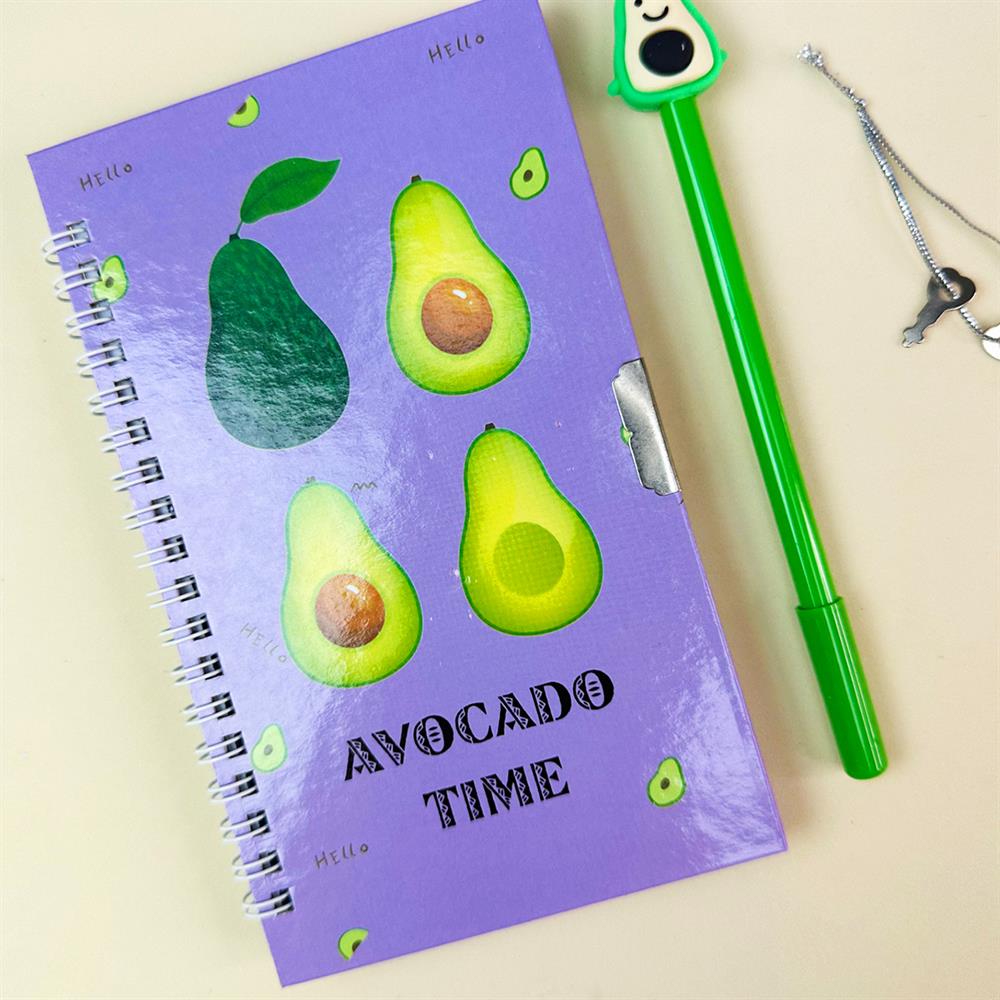 Avokado Tasarımlı Kilitli Günlük Defter Ve Kalem Set